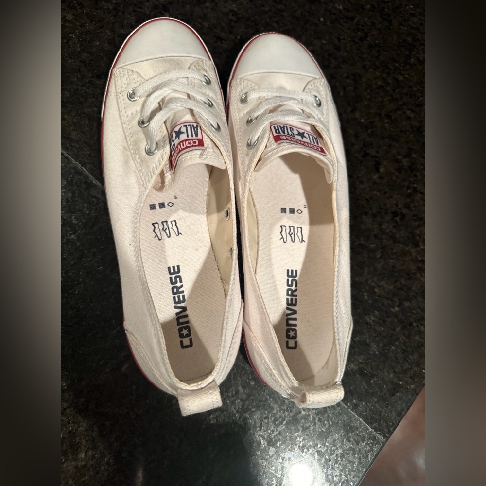 Converse All Star Ballet White Canvas Slip-On Sneakers 9 - Picture 6 of 9